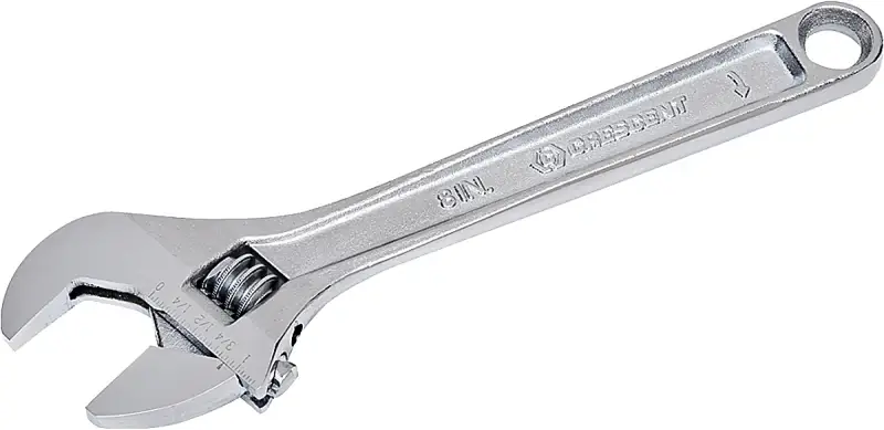 Instant Buy Crescent AC28VS Adjustable Wrench, 8 in OAL, 1-1/8 in Jaw, Steel, Chrome-Plated, Non-Cushion Grip Handle