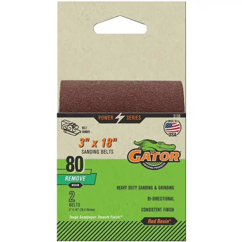 Gator 3159 Sanding Belt, 3 in W, 18 in L, 80 Grit, Aluminum Oxide Abrasive, Medium Fresh Stock