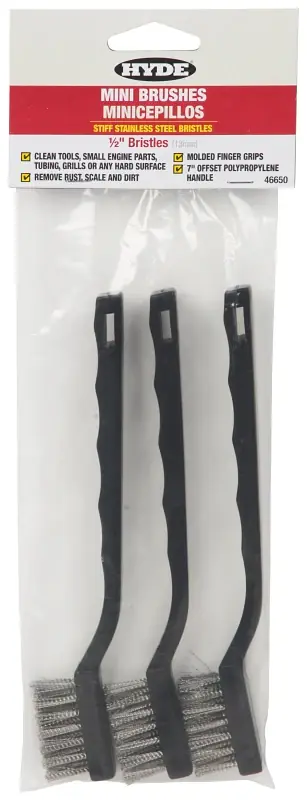 Hyde 46650 Mini Brush, 1/2 in L Trim, Stainless Steel Bristle, 10 in OAL Best Seller