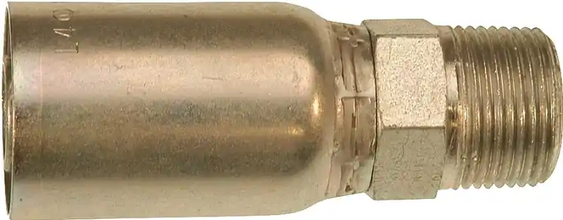 While Supplies Last Gates MegaCrimp G25100-1616 Hose Coupling, 1 x 1 in Dia, 4.11 in, 1-11-1/2, Crimp x NPTF, Straight Angle, Steel, Zinc