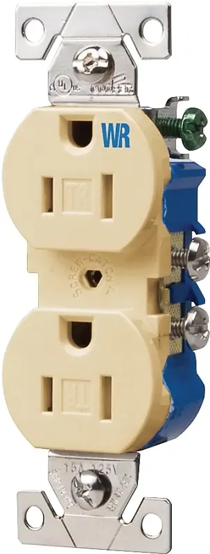 Direct From Factory Eaton Wiring Devices TWR270V Duplex Receptacle, Thermoplastic, Ivory, 2-Pole, 15 A, 125 V, 60 Hz