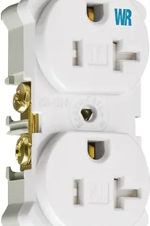 Eaton Wiring Devices TWRBR20WBXSP Duplex Receptacle, Nylon, White, 2-Pole, 20 A, 125 V, Back, Side Wiring Save Now