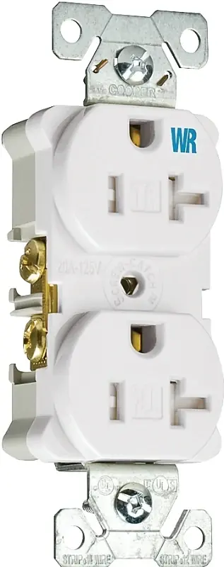 Eaton Wiring Devices TWRBR20WBXSP Duplex Receptacle, Nylon, White, 2-Pole, 20 A, 125 V, Back, Side Wiring Save Now
