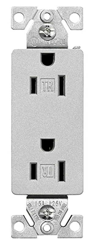 Fast Shipping Eaton Wiring Devices TR1107SG-SP-L Duplex Receptacle, PVC, Silver Granite, 2-Pole, 15 A, 125 V, Push-in, Side Wiring, Pack of 10
