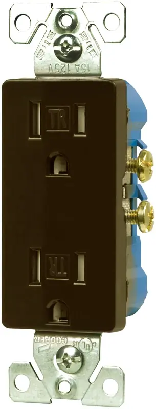 Eaton Wiring Devices TR1107RB-SP-L Duplex Receptacle, PVC, Oil Rubbed Bronze, 2-Pole, 15 A, 125 V, Push-in, Side Wiring Same Day Shipping