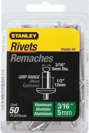 STANLEY PAA68-5B Pop Rivet, Reusable, 2 in L, Aluminum Best Price