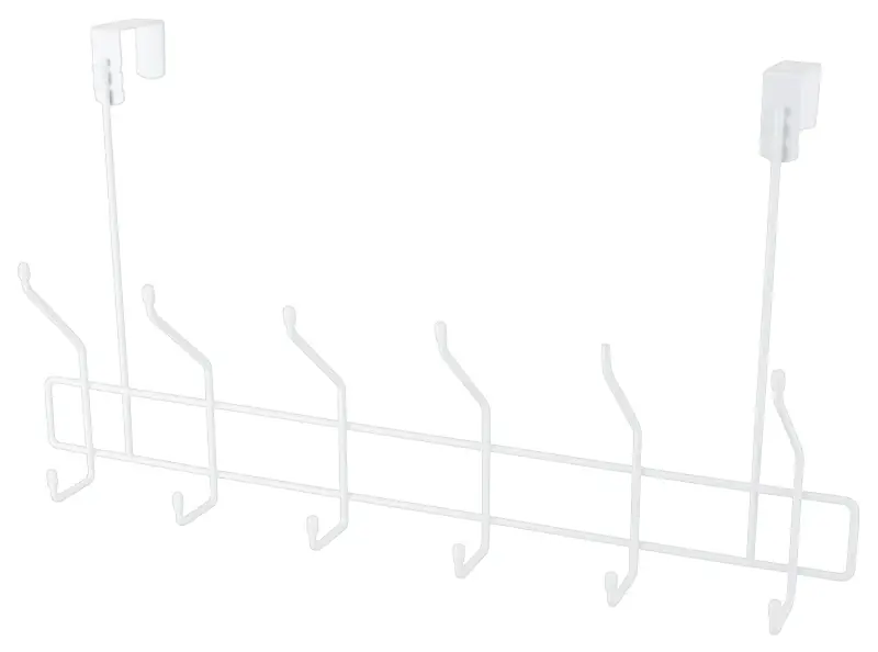 Simple Spaces SS-HG6-50-PE-3L Door Garment Hook, 6 lb, 6-Hook, Steel, Powder Coated, Hanging Mounting Must Have