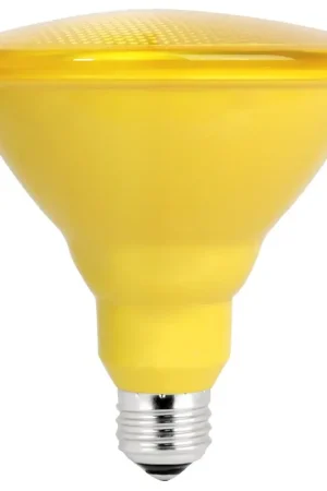 Crafted Feit Electric PAR38/Y/10KLED/BX LED Bulb, PAR38 Bulb, 6.5 W, Yellow Bulb, LED Bulb, Pack of 4