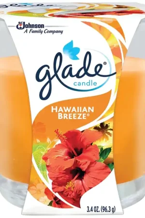 Glade 76956 Air Freshener Candle, 3.4 oz Jar, Hawaiian Breeze, Orange, Pack of 6 Holiday Sale