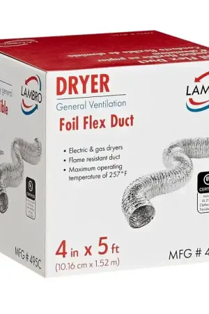 Instant Buy Lambro 411 Flexible Air Connector, 4 in, 5 ft L, Aluminum