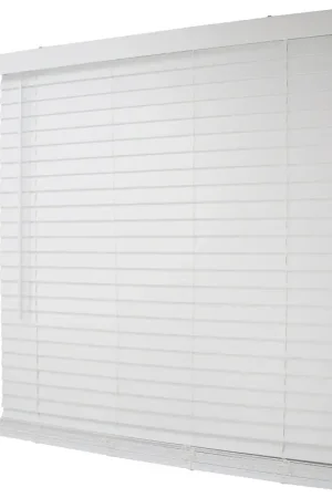 Simple Spaces FWMB-18 Blind, 64 in L, 43 in W, Faux Wood, White, Pack of 2 Sale