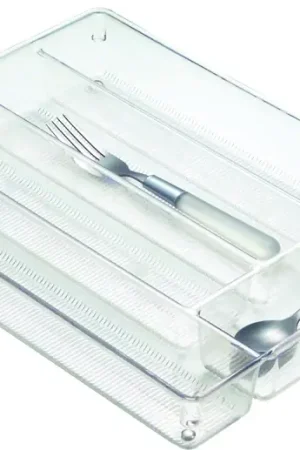 Holiday Sale iDESIGN LINUS 53930 Cutlery Tray, 13.8 in W, 10.7 in D, Clear