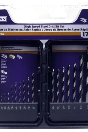 Holiday Sale Vulcan 871140OR Plastic Case Drill Bit Set, 17-Piece, High-Speed Steel, Black Oxide/Polished