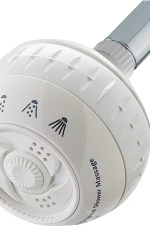 Order Now Waterpik SM-421E Massage Shower Head, Round, 2 gpm, 1/2 in Connection, NPT, 4-Spray Function, Plastic, Matte, 4 in L