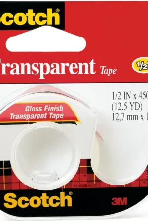 Scotch 144 Office Tape, 450 in L, 1/2 in W, Acetate Backing Crafted