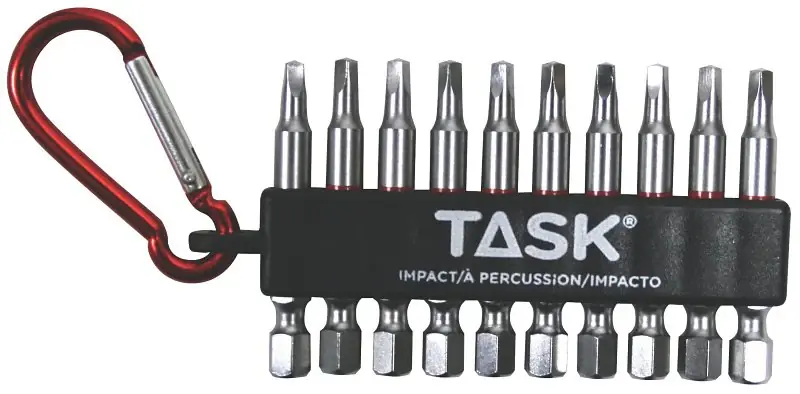 Task T67919 Carabiner Clip Set, 10-Piece, Steel, Includes: (10) #2 Robertson Impact Carabiner Clips Today Only