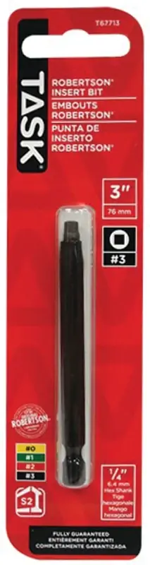 Task T67713 Screwdriver Bit, #3 Drive, 3 in L, Hardened Tool Steel Price Cut