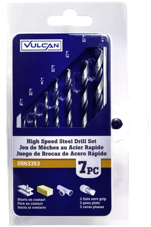 Vulcan 887000OR Carded Drill Bit Set, 7-Piece, High Speed Steel, Black Oxide/Polished Instant Buy