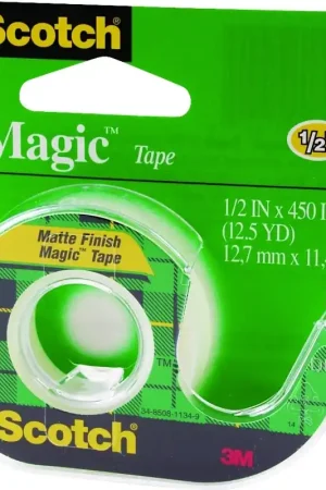 Scotch 104 Permanent Single-Sided Office Tape, 450 in L, 1/2 in W, Plastic Backing, Pack of 8 Flash Sale