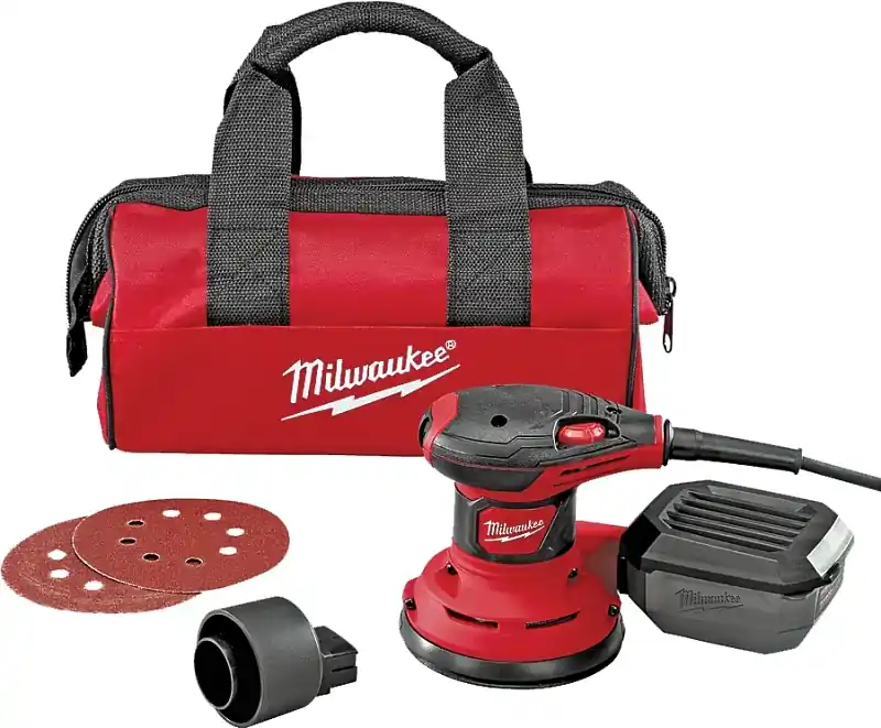 Premium Milwaukee 6034-21 Random Orbit Palm Sander, 3 A, 5 in Pad/Disc