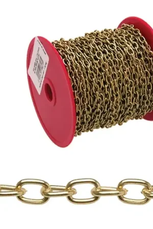 Campbell 0711917 Decorator Chain, #19, 82 ft L, 3 lb Working Load, Oval Link, Steel, Brass Next Day Delivery