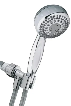 Free Returns Waterpik PowerSpray+ Series TRS-553E Hand Held Shower Head, 1/2 in NPT Connection, 1.8 gpm, 5-Spray Function, Plastic
