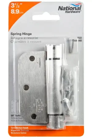Affordable National Hardware N350-892 Spring Hinge, 3-1/2 in L, Steel, Satin Nickel, 8-Mounting Hole, 30 lb