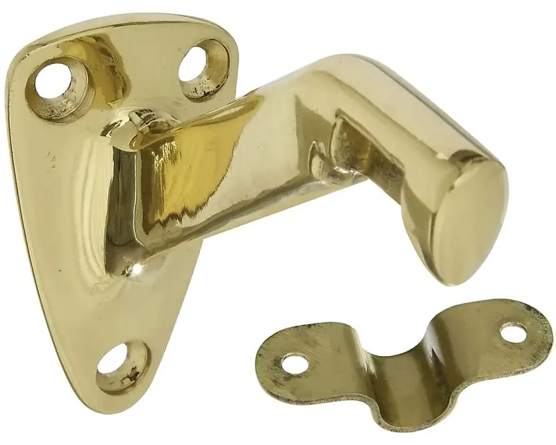 Budget National Hardware N216-168 Handrail Bracket with Strap, 250 lb, Brass, Solid Brass