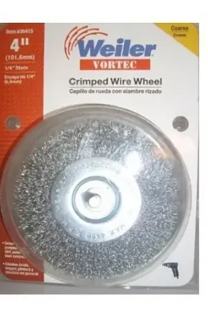 Weiler 36415 Wire Wheel Brush, 4 in Dia, 1/4 in Arbor/Shank Low Price