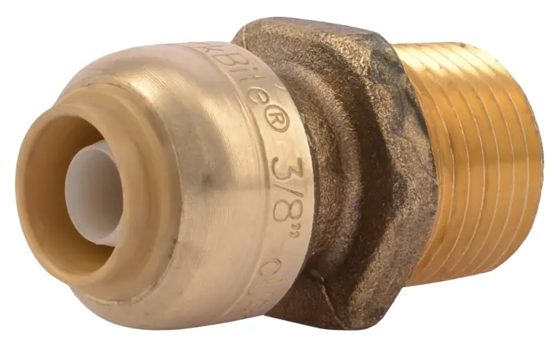 Same Day Shipping SharkBite U118LFA Pipe Connector, 3/8 x 1/2 in, MNPT, Brass, 200 psi Pressure