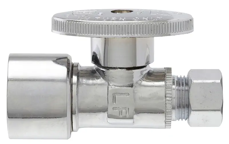 Crafted Keeney 2068PCPOLF Supply Line Valve, 5/8 x 3/8 in Connection, Compression, Quarter-Turn Actuator, Brass, Water Media