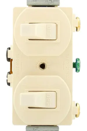 Best Choice Eaton 271LA Combination Switch, 15 A, 120/277 V, SPDT, Screw Terminal, Thermoplastic Housing Material, Light Almond, Pack of 10
