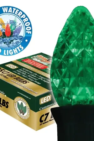 Holiday Bright Lights BU25-LEDFC7-TGR Light Bulb, 0.6 W, Candelabra (E12) Lamp Base, LED Lamp, Green Light Popular