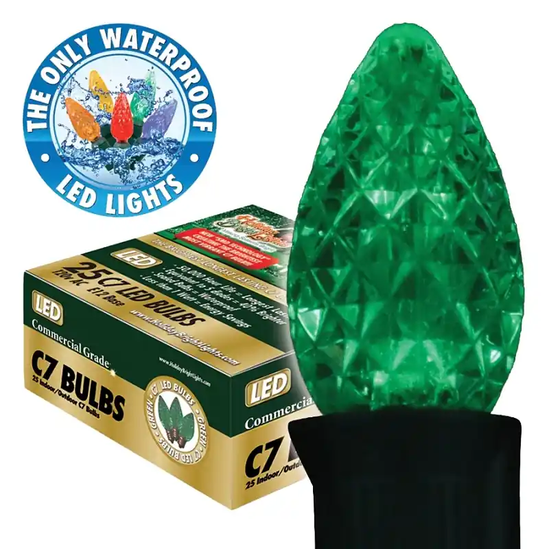 Holiday Bright Lights BU25-LEDFC7-TGR Light Bulb, 0.6 W, Candelabra (E12) Lamp Base, LED Lamp, Green Light Popular