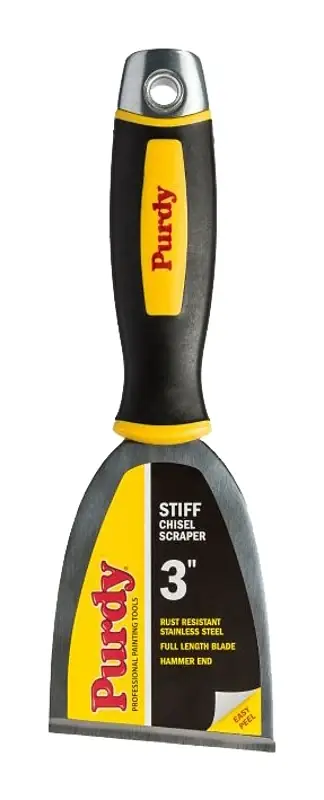 Purdy 14A900130 Chisel Scraper, 3 in W Blade, Angled, Stiff Blade, Stainless Steel Blade, Rubber Handle Free Returns