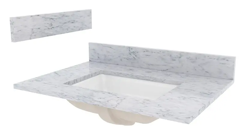 Craft + Main ST31228CWR Vanity Top, 31 in OAW, Marble, 1-Bowl, Rectangular Bowl Get Yours