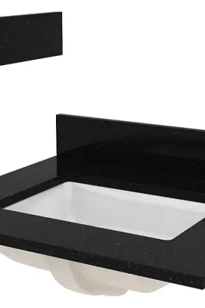 Craft + Main ST25228BGR Vanity Top, 25 in OAL, 22 in OAW, Granite/Vitreous China, Black Galaxy, 1-Bowl Mega Sale