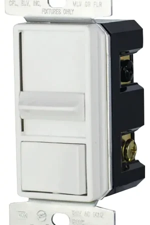 Big Sale Eaton Cooper Wiring SUL06P-W-KB-L Slide Dimmer, 120 V, 300, 600 W, Fluorescent, Halogen, LED Lamp, 3-Way, White