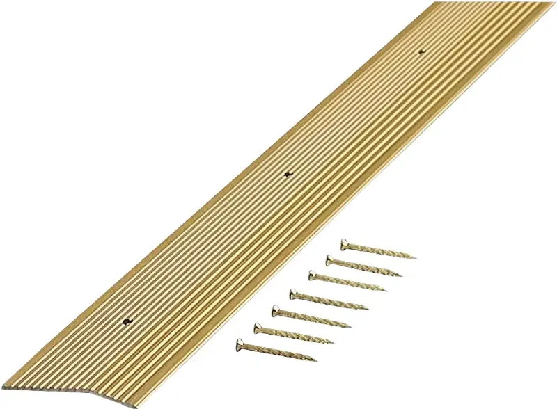M-D 79244 Carpet Trim, 36 in L, 2 in W, Fluted Surface, Aluminum, Satin Brass Genuine
