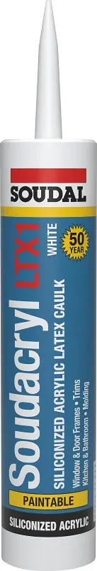 Seasonal Sale Soudal Soudacryl LTX1 146901 Siliconized Acrylic Latex Caulk, Clear, -20 to 185 deg F, 10.1 fl-oz Cartridge