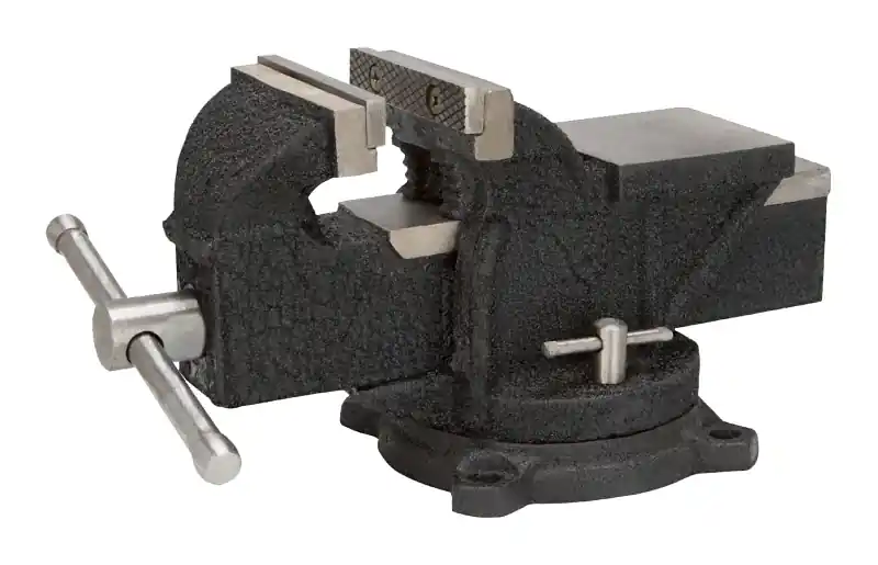 Vulcan JL25011 Bench Vise, 4 in Jaw Opening, 3/8 in W Jaw, 2-1/4 in D Throat, Cast Iron/Steel, Serrated Jaw Buy Online