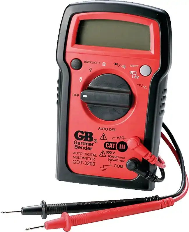 Gardner Bender GDT-3200 Multimeter, 500 VAC, 600 VDC, 20 MOhm, Digital, LCD Display, Red Save Now