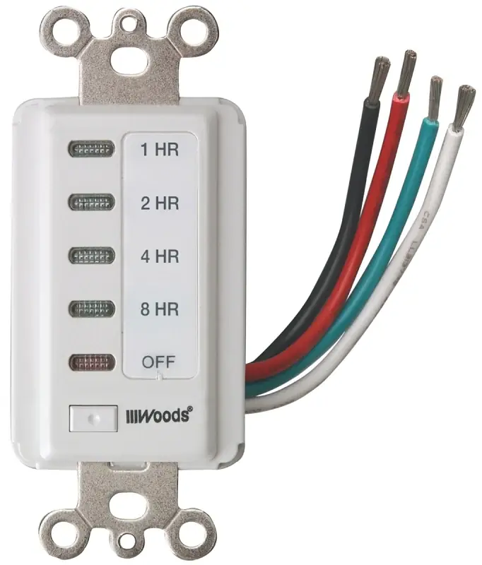 High Quality Woods 59013 Countdown Timer, 15 A, 120 V, White, 1800 W, 2, 4, 8, 12 hr Off Time Setting
