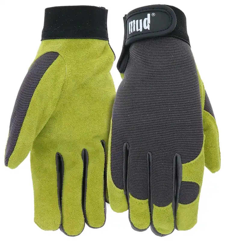 Big Sale Mud MD71001G-W-ML Gardening Gloves, Women's, M/L, Hook and Loop Cuff, Spandex/Split Leather, Grass