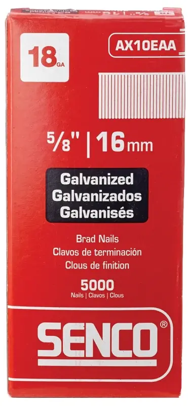 Senco AX10EAA Nail, 5/8 in L, 18, Steel, Electro-Galvanized, Brad, Medium Head, Smooth Shank Premium