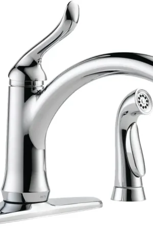 Delta Linden Series 4453-DST Kitchen Faucet with Side Sprayer, 1.8 gpm, 1-Handle, Zinc, Chrome Plated, Deck Exclusive Offer