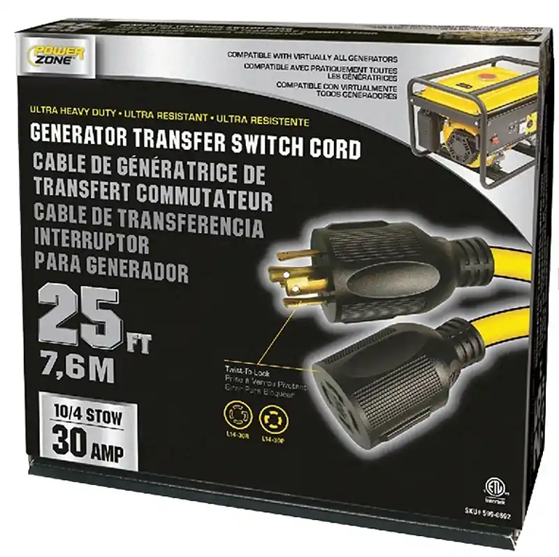 PowerZone 5990692 Electrical Cord, 10 AWG Cable, 25 ft L, Yellow Special Offer