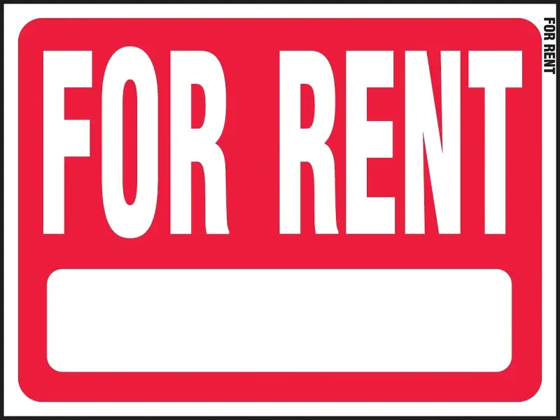 Hy-Ko RS-603 Real Estate Sign, 18 x 24 in Dimensions, Rectangular, FOR RENT, White Legend, Red Background, Plastic, 5/PK, Pack of 5 Today Only
