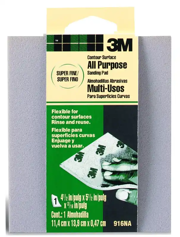 Fan Favorite 3M 916 Sanding Sponge, 5-1/2 in L, 4-1/2 in W, 180 Grit, Extra Fine
