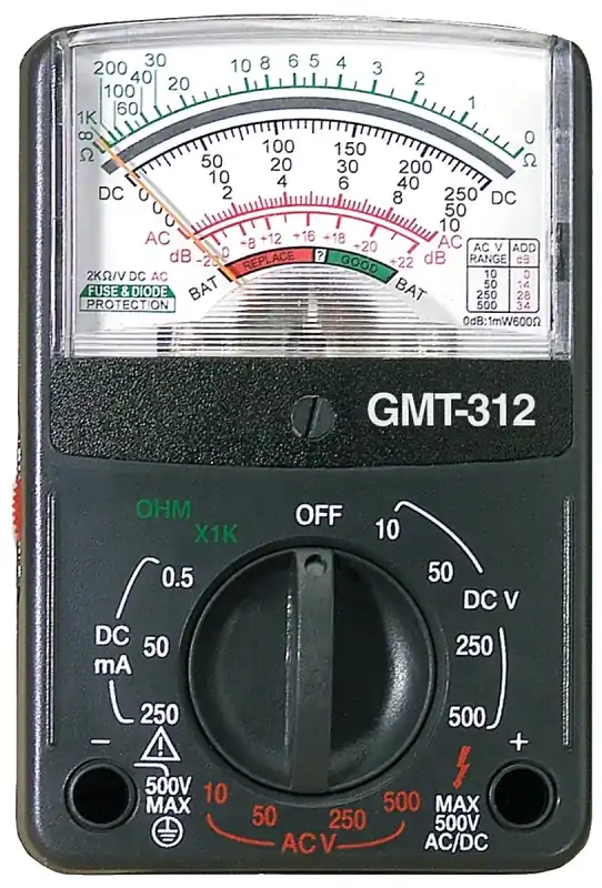 Crafted Gardner Bender GMT-312 Multimeter, 1 mOhm, Analog Display, Black